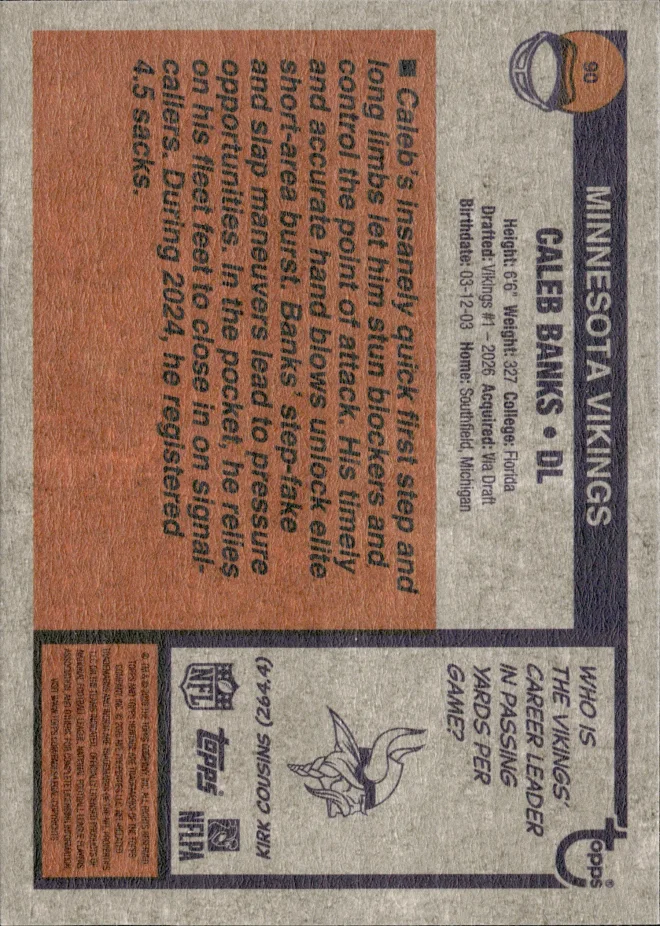 Caleb Banks card back