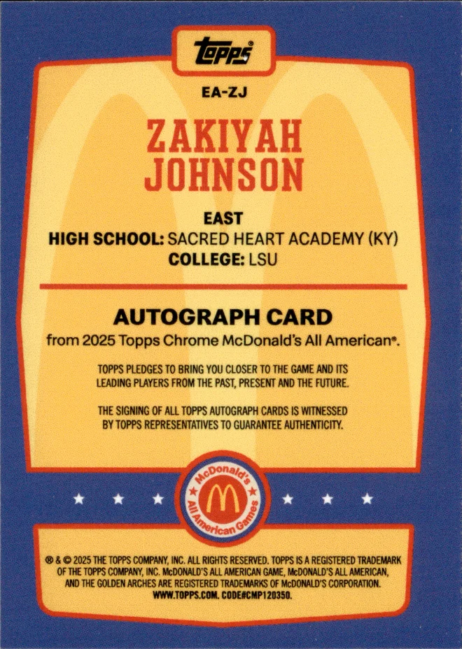 Zakiyah Johnson card back
