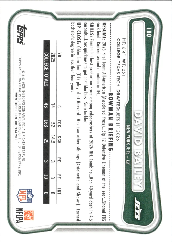 David Bailey card back