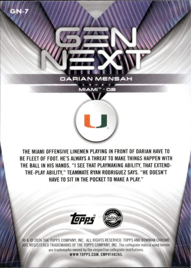 Darian Mensah card back