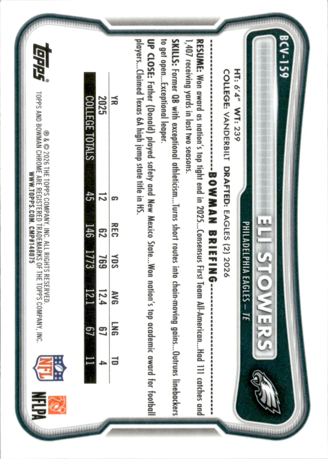Eli Stowers card back