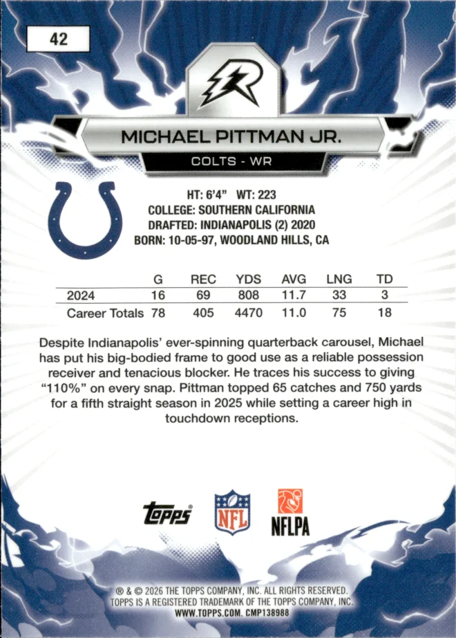Michael Pittman Jr. card back