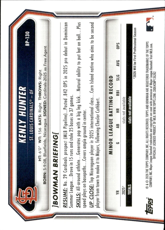 Kenly Hunter card back