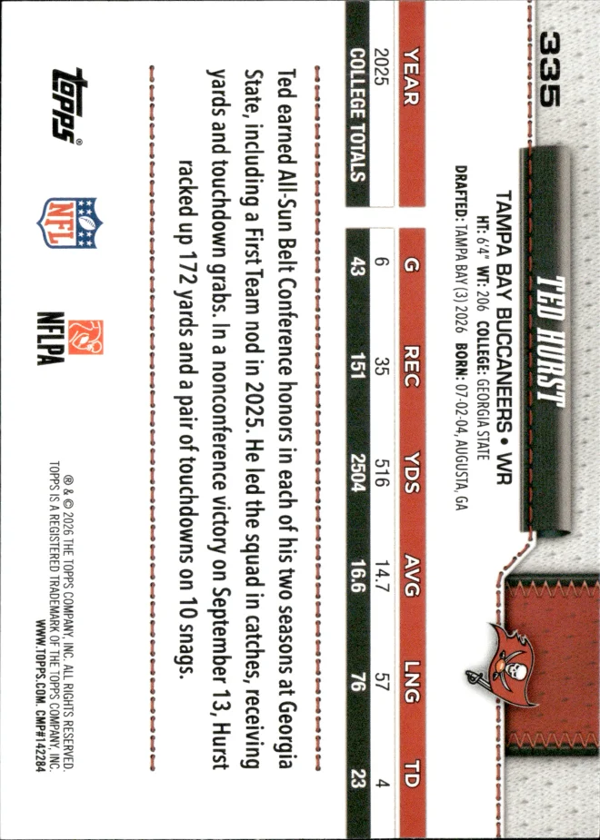 Ted Hurst card back
