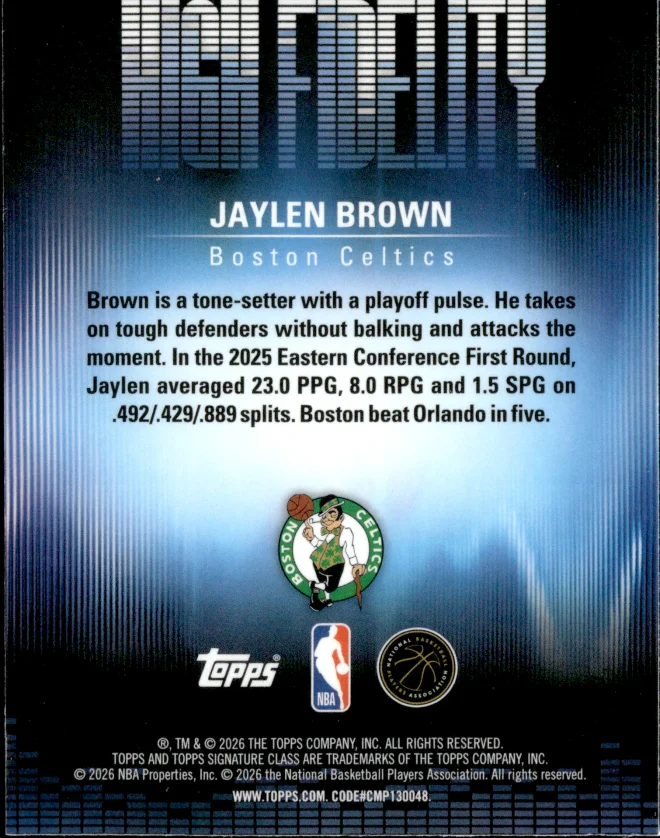Jaylen Brown card back