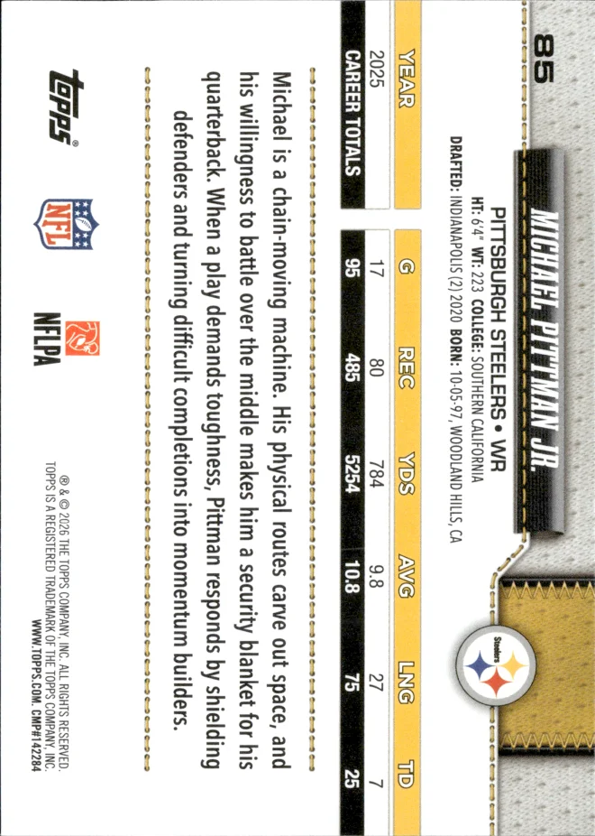 Michael Pittman Jr. card back