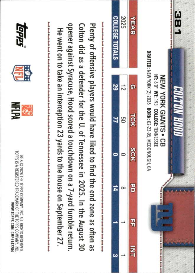 Colton Hood card back