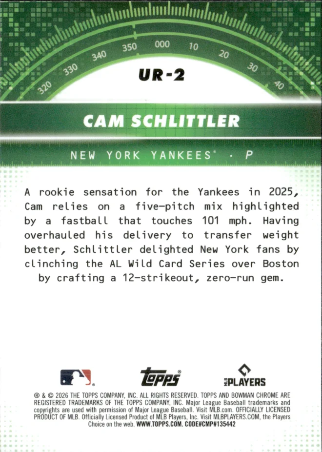 Cam Schlittler card back
