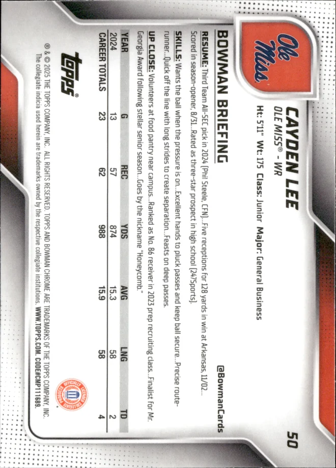 Cayden Lee card back