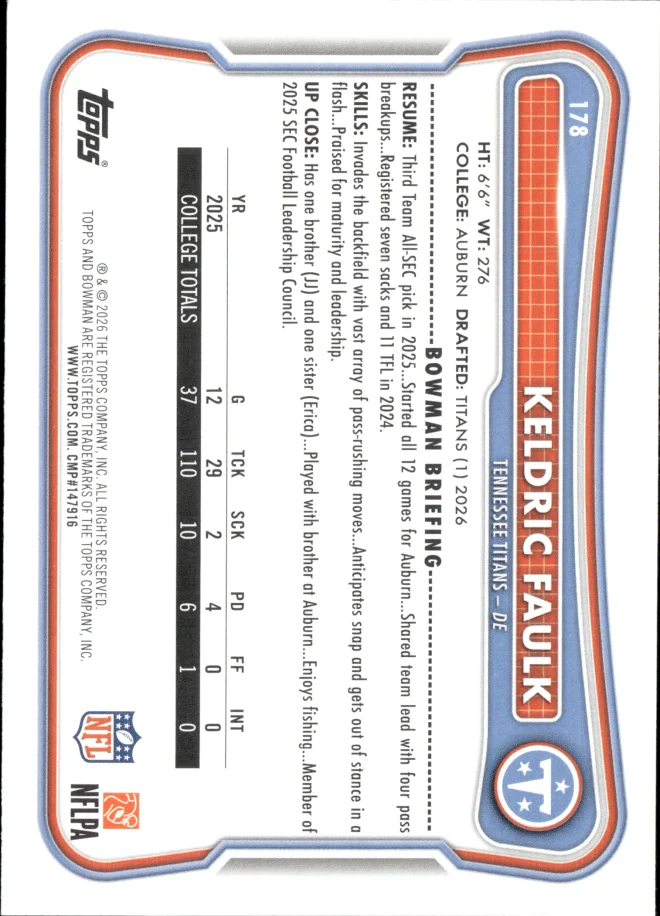 Keldric Faulk card back