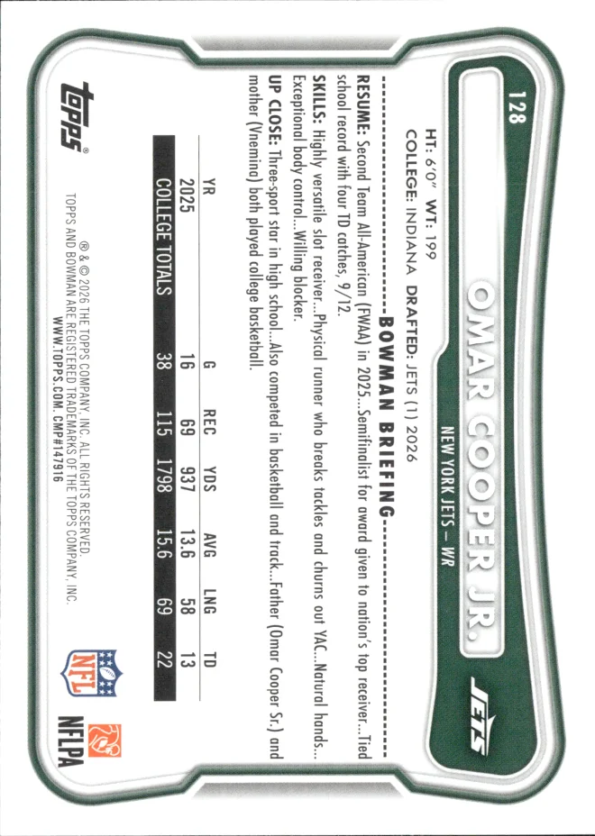 Omar Cooper Jr. card back