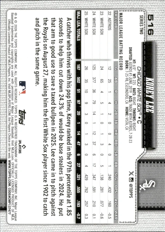 Korey Lee card back
