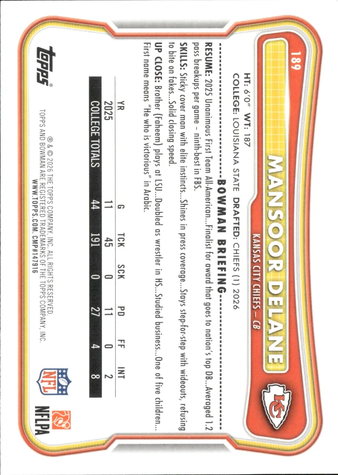 Mansoor Delane card back