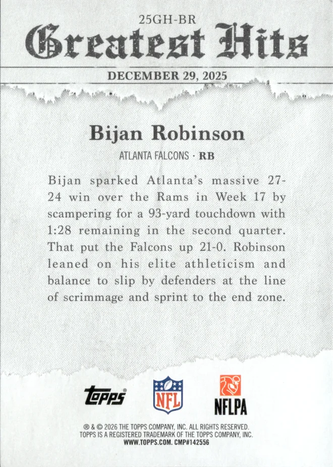 Bijan Robinson card back