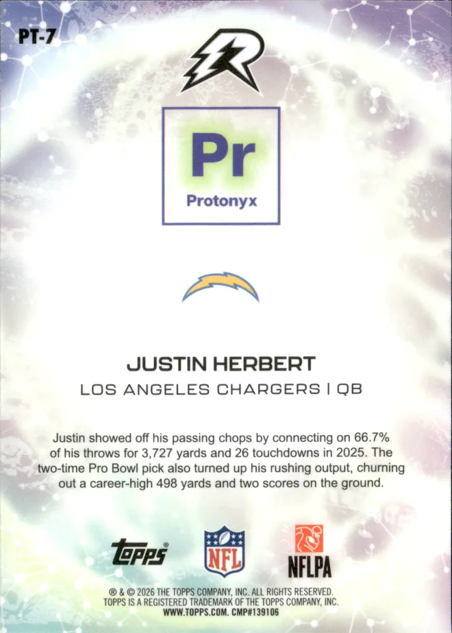 Justin Herbert card back