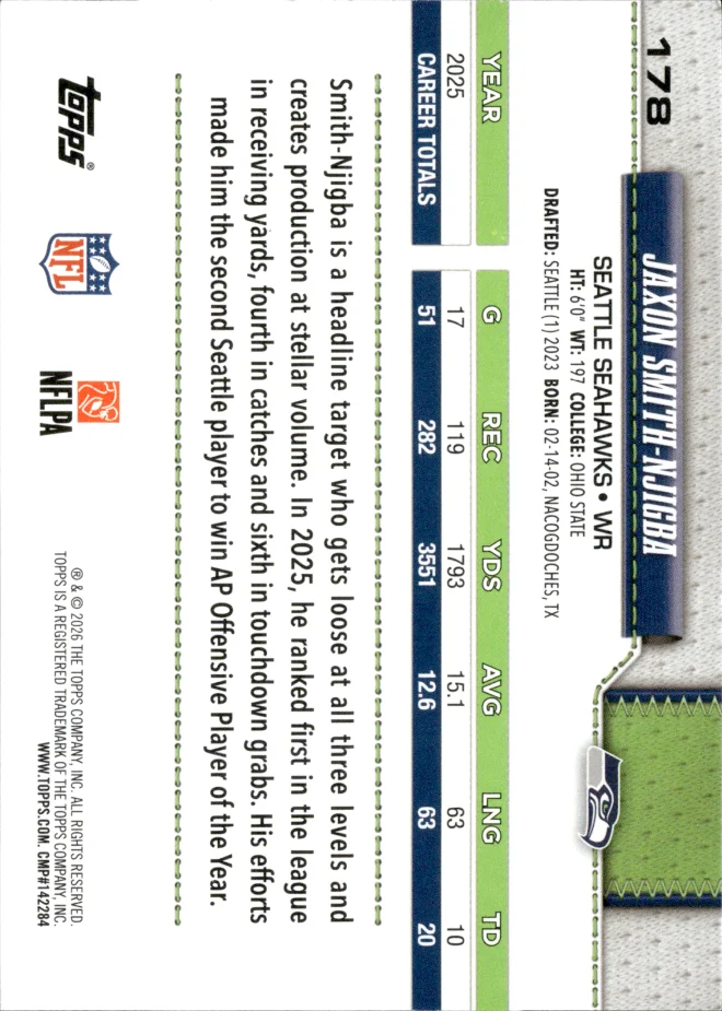 Jaxon Smith-Njigba card back