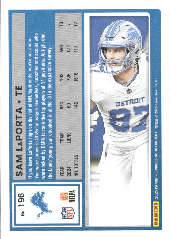 Sam LaPorta card back