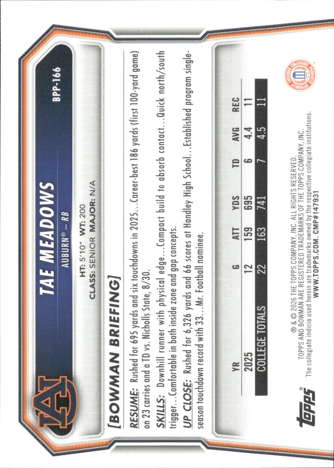 Tae Meadows card back