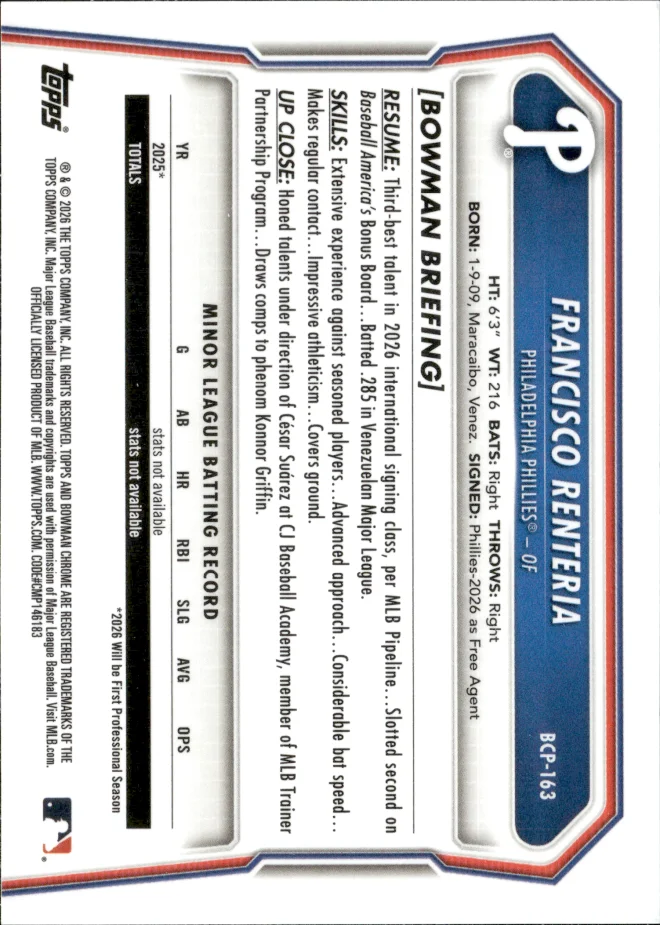 Francisco Renteria card back