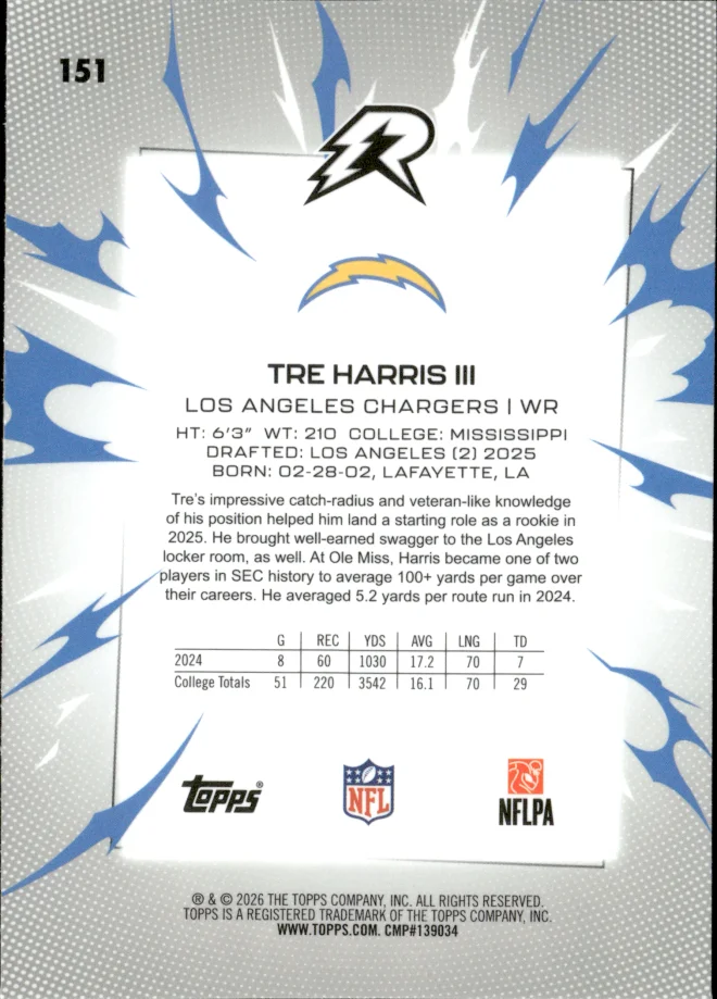 Tre Harris III card back