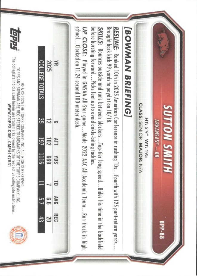 Sutton Smith card back