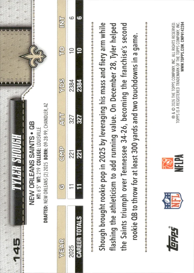 Tyler Shough card back
