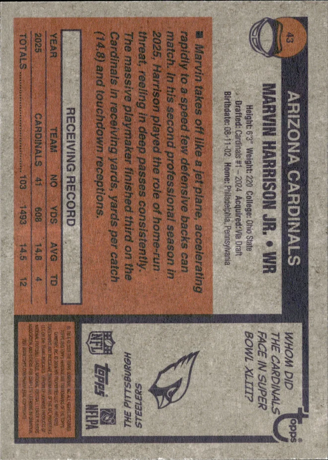 Marvin Harrison Jr. card back
