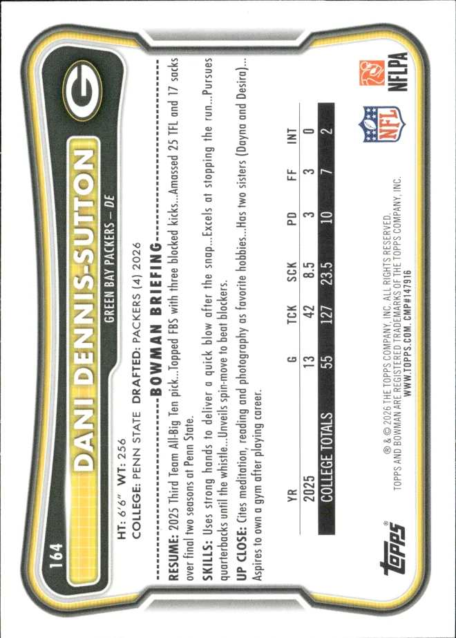 Dani Dennis-Sutton card back