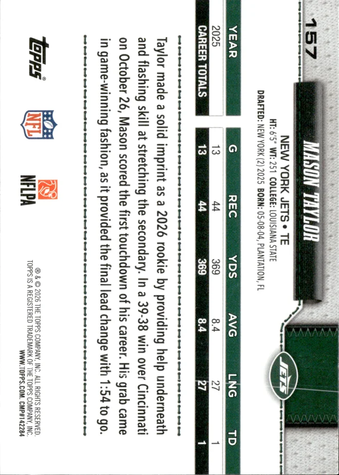 Mason Taylor card back