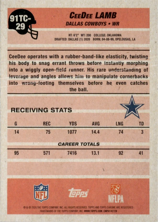CeeDee Lamb card back