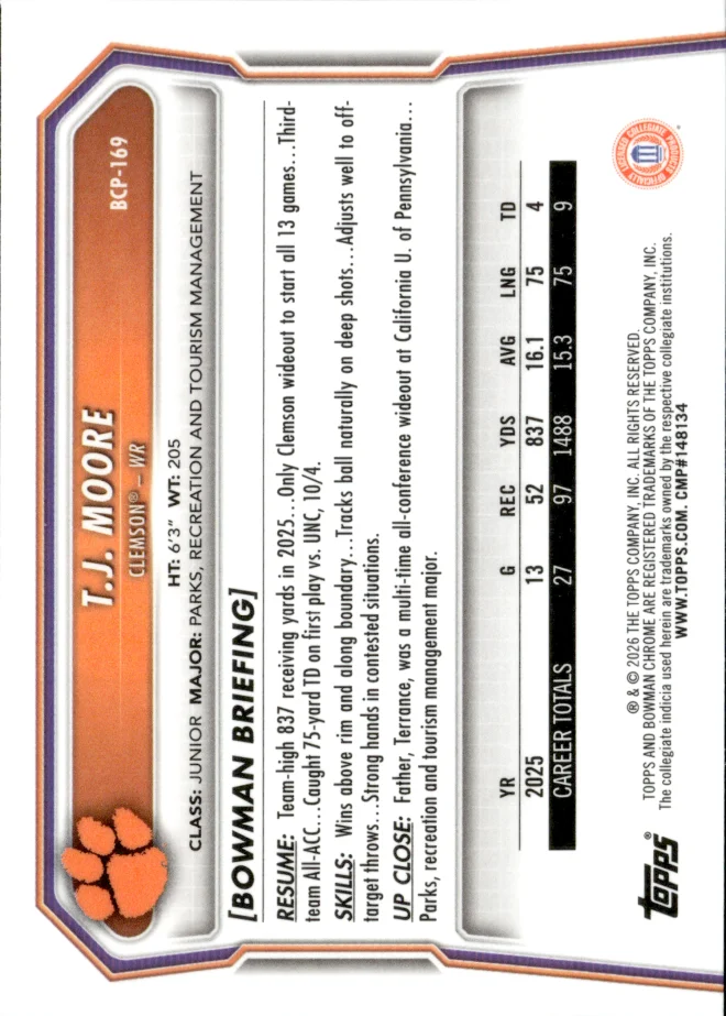T.J. Moore card back