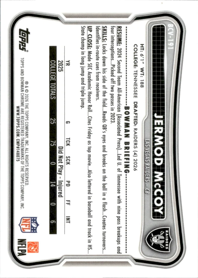 Jermod McCoy card back