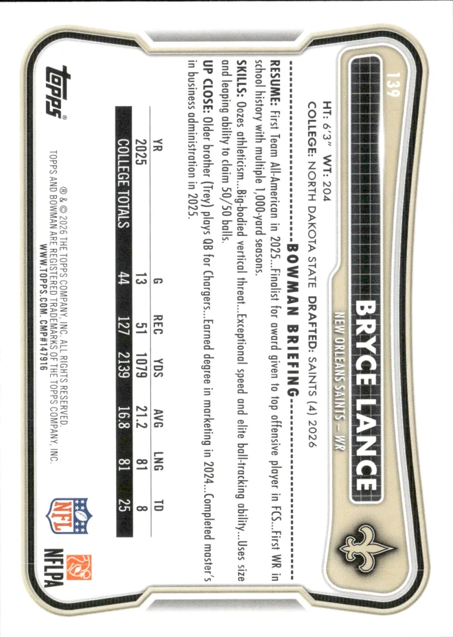 Bryce Lance card back