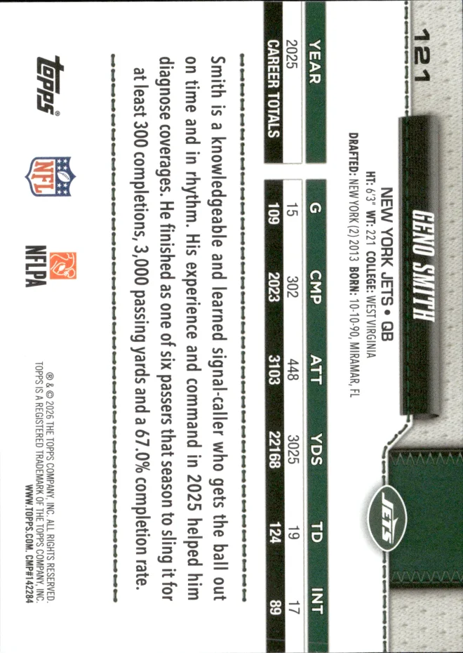 Geno Smith card back