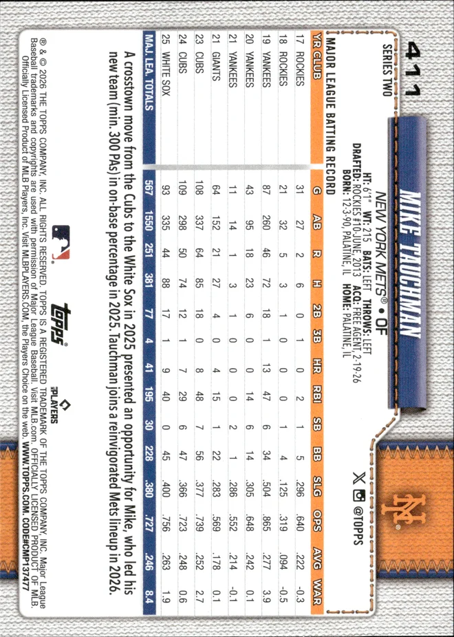 Mike Tauchman card back