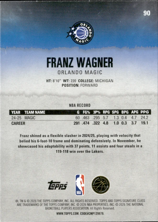 Franz Wagner card back