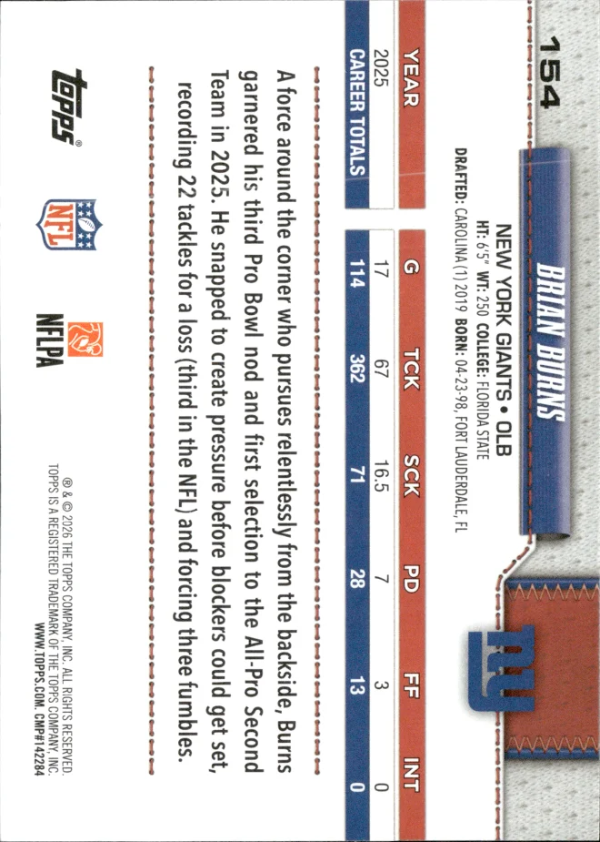 Brian Burns card back
