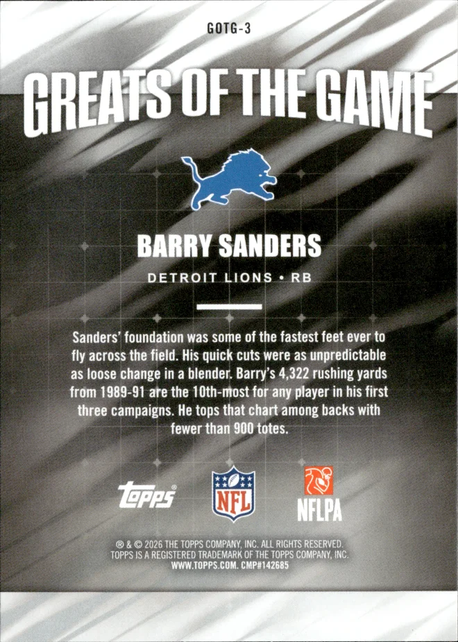 Barry Sanders card back