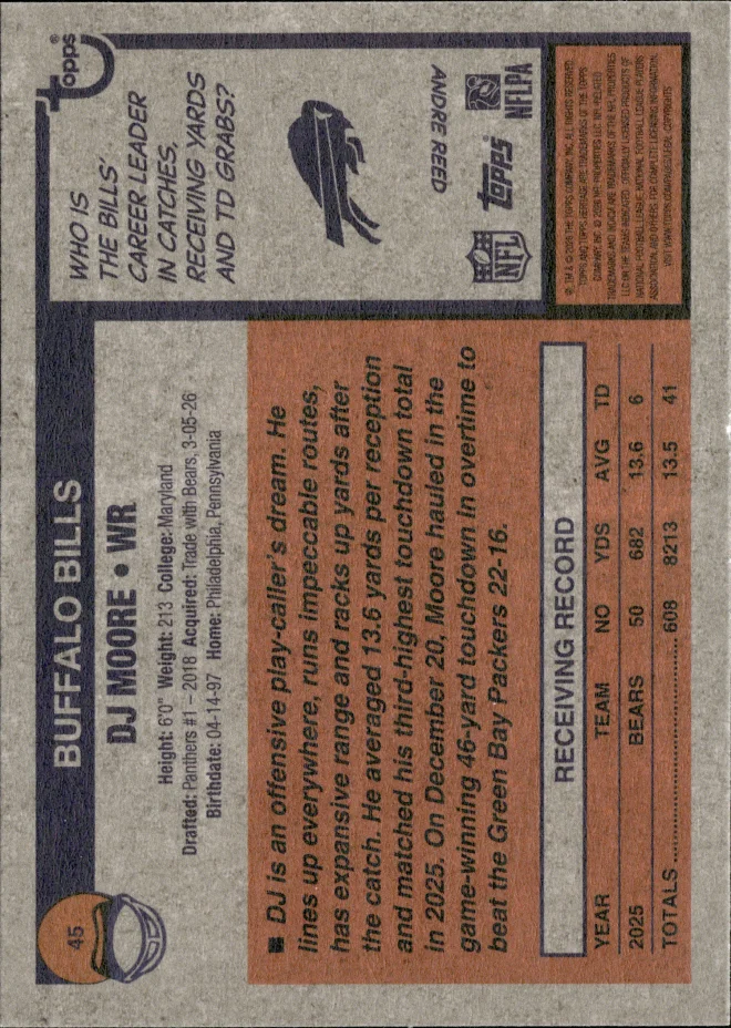 DJ Moore card back