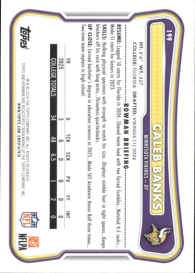 Caleb Banks card back