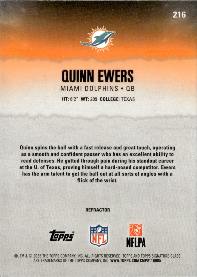 Quinn Ewers card back