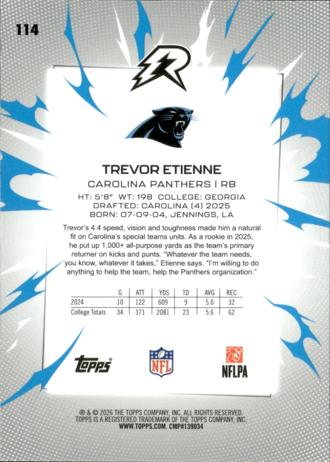Trevor Etienne card back