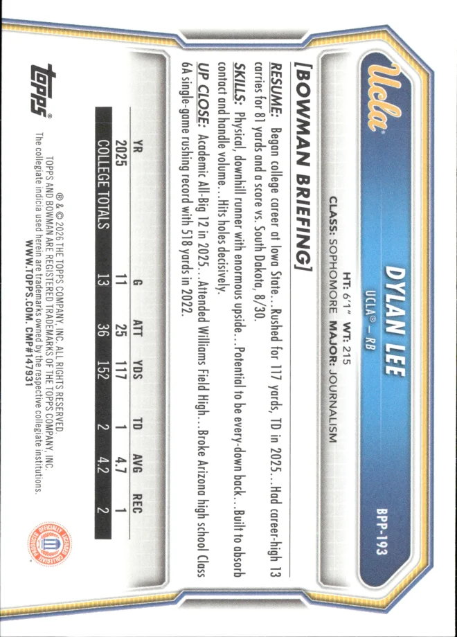 Dylan Lee card back