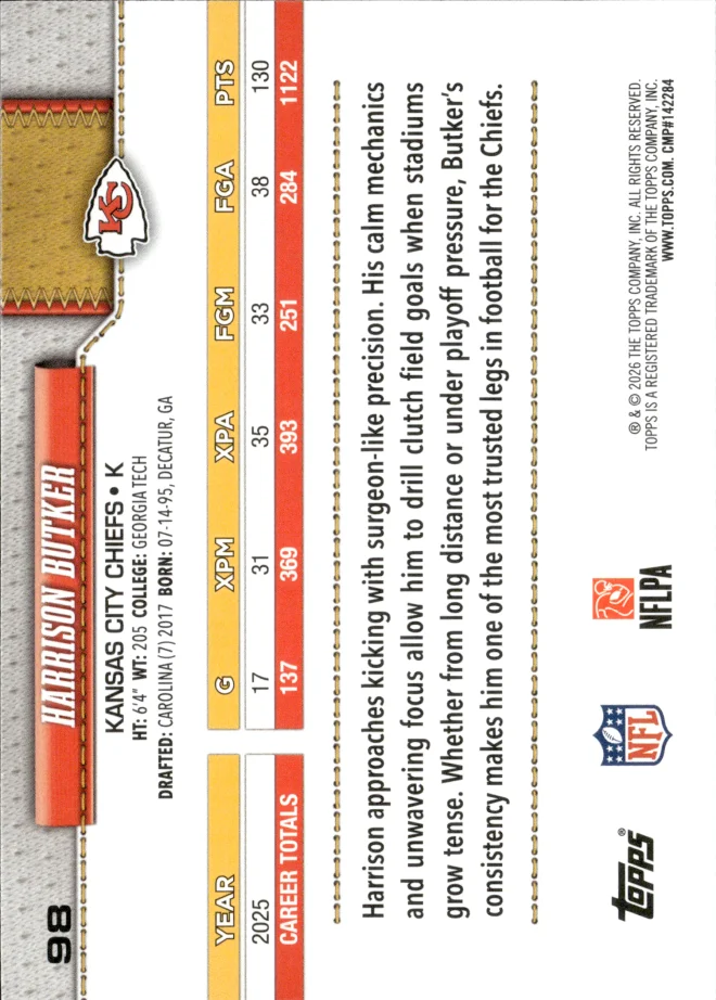 Harrison Butker card back