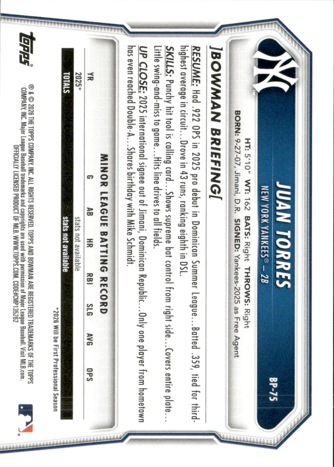 Juan Torres card back