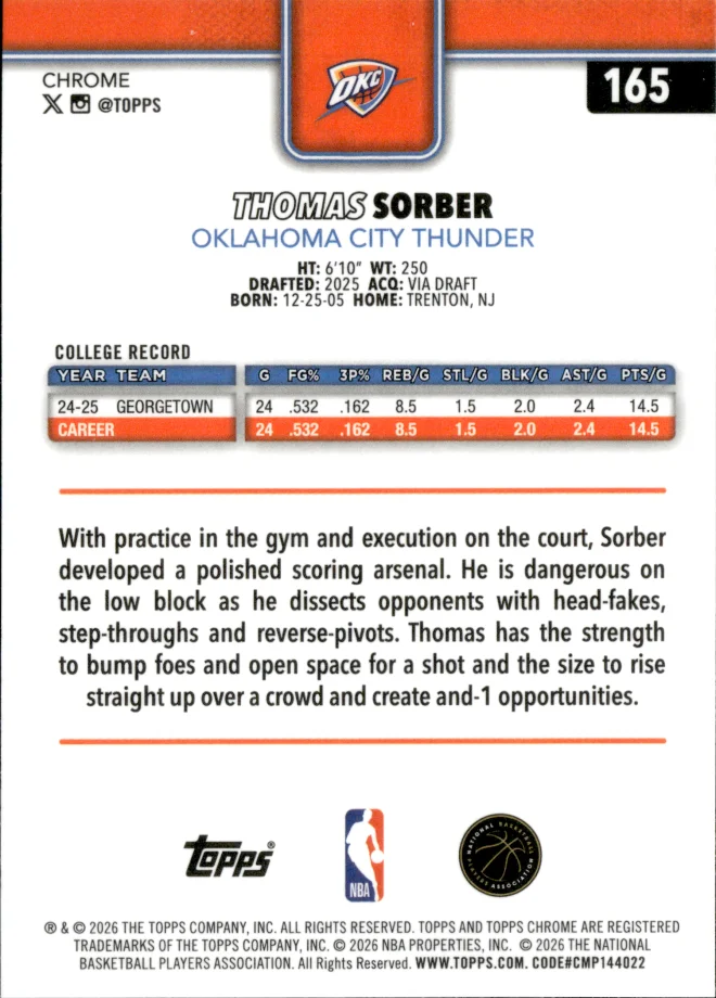 Thomas Sorber card back