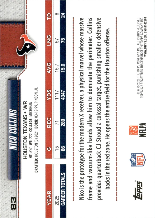 Nico Collins card back