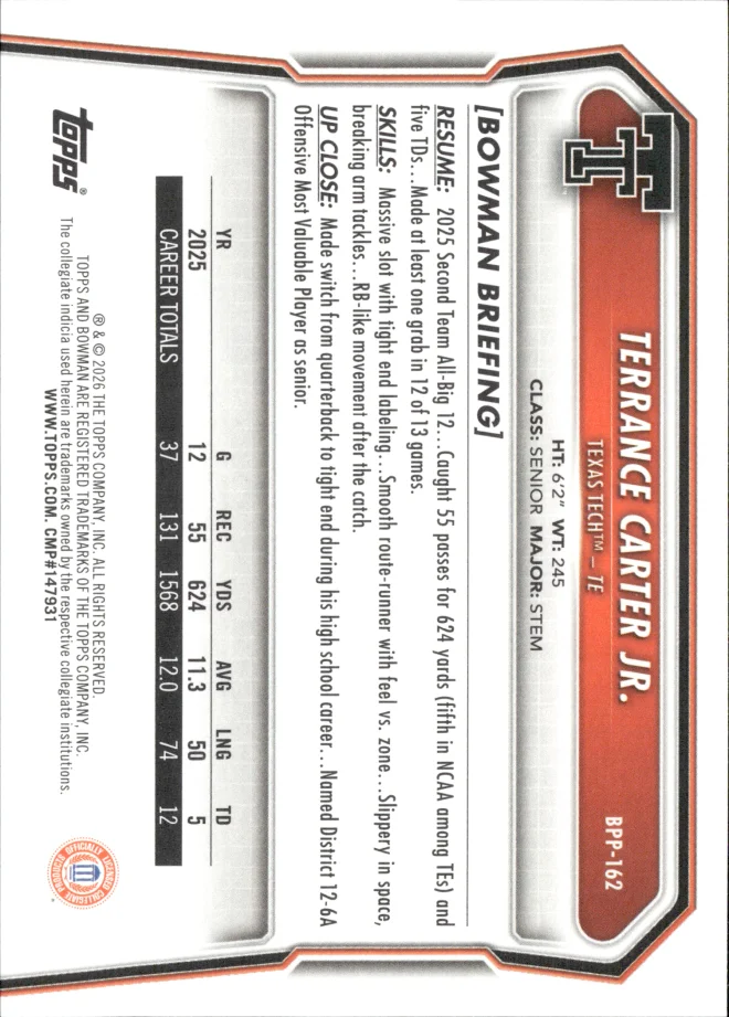 Terrance Carter Jr. card back