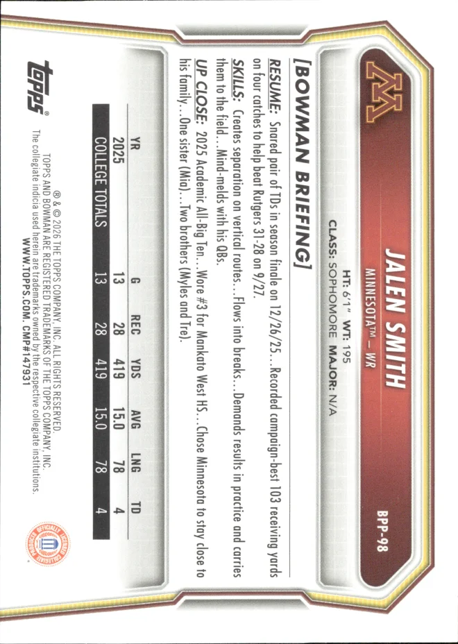 Jalen Smith card back