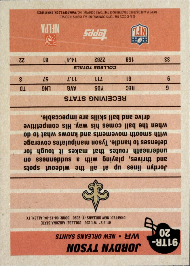 Jordyn Tyson card back